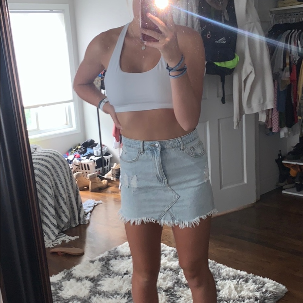 light wash denim skirt